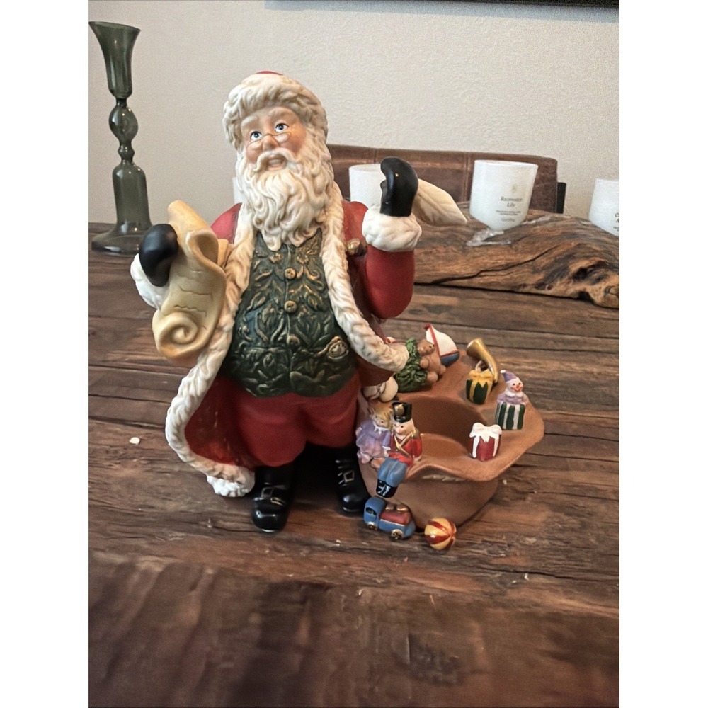 Partylite P9841 Christmas Santa Checking His List Tealight/Votive Candle Holder